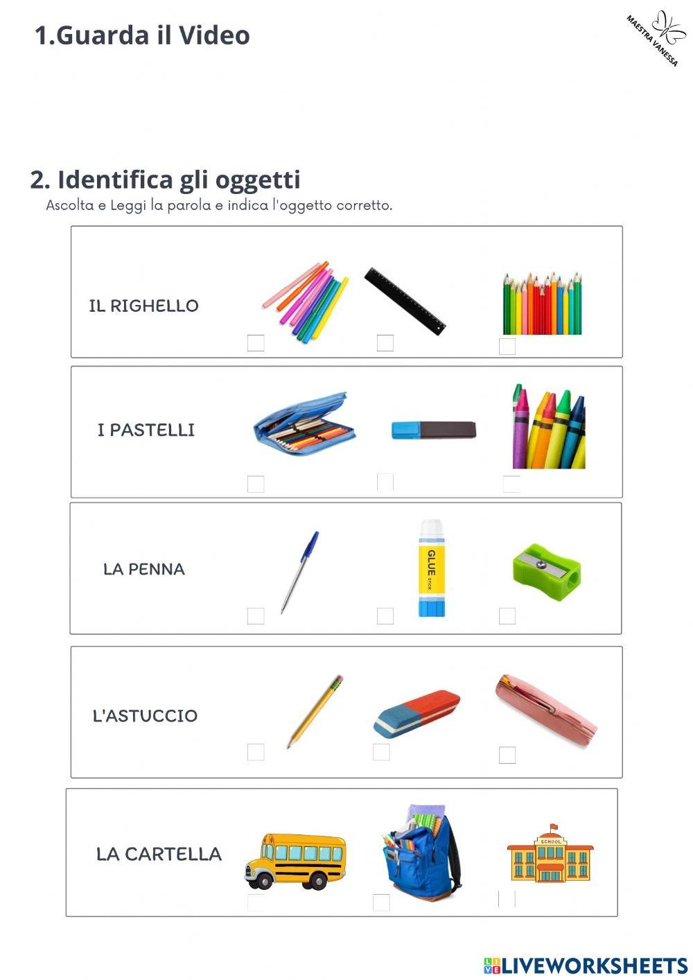 Gli oggetti della scuola 1