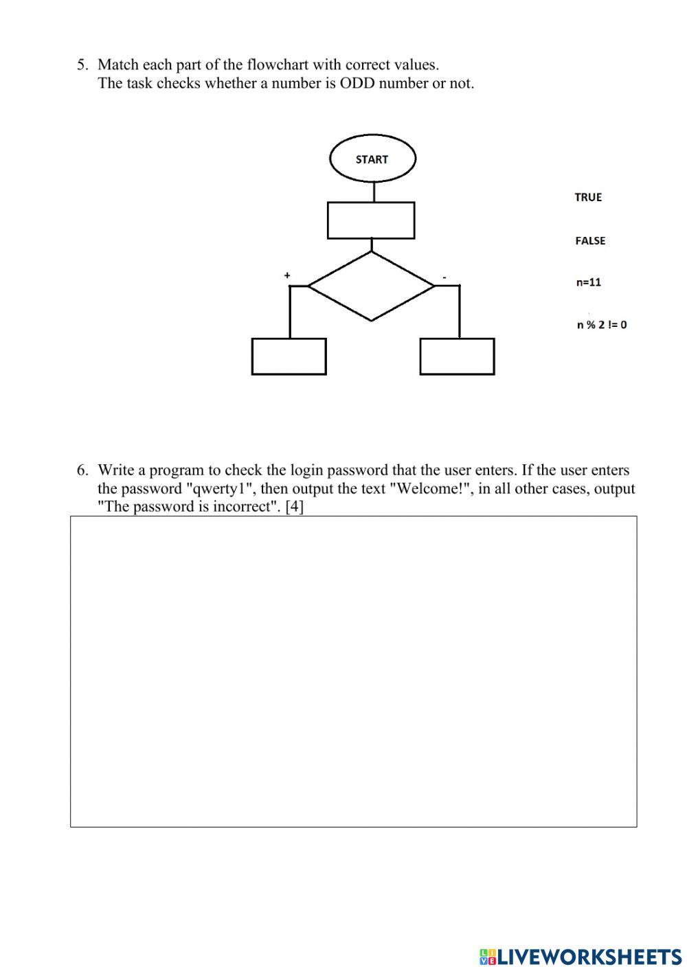 Programming online exercise | Live Worksheets