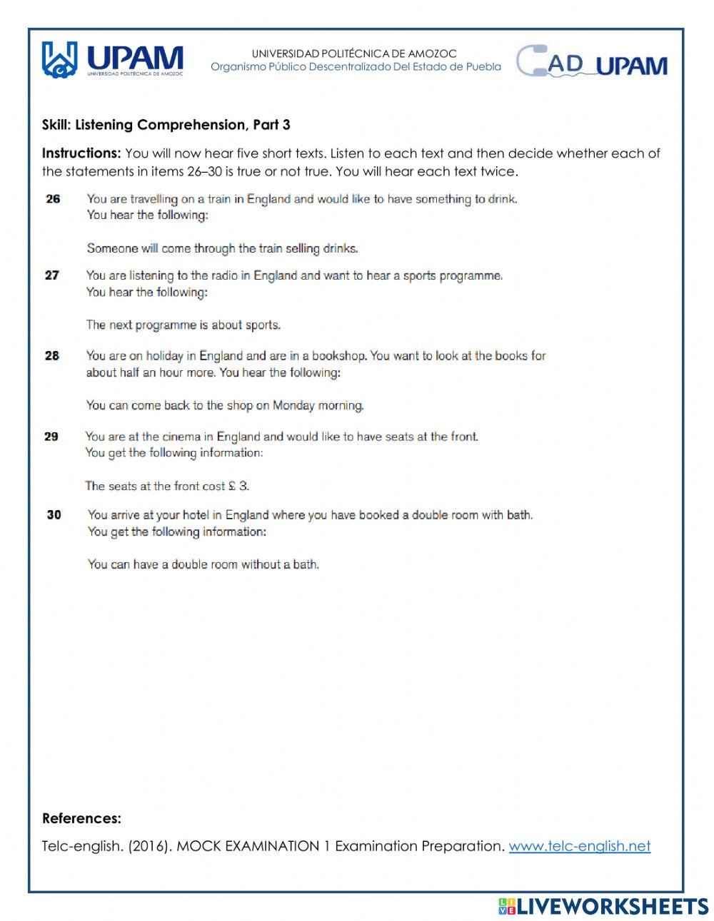 Listening Diagnostic Test A2