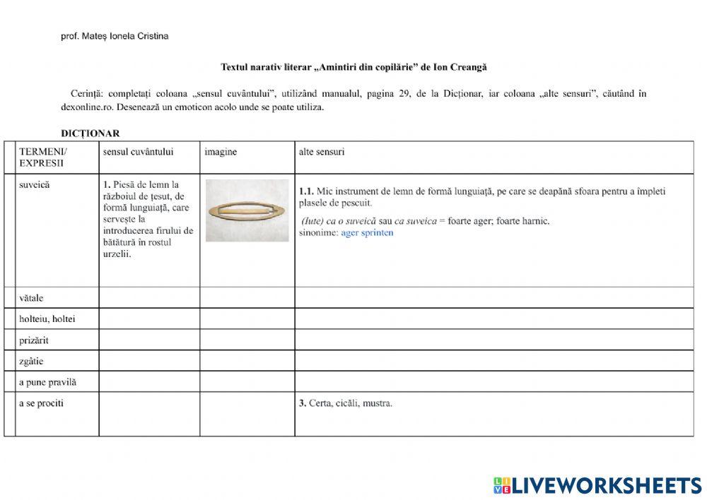 Textul narativ literar