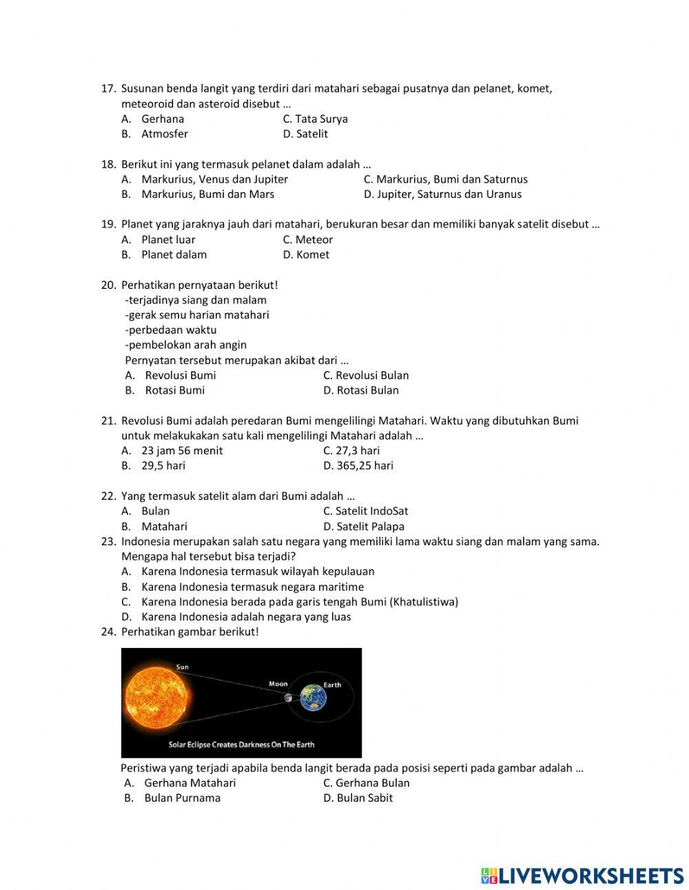 Soal Penilaian Semester Genap IPA Kelas VII