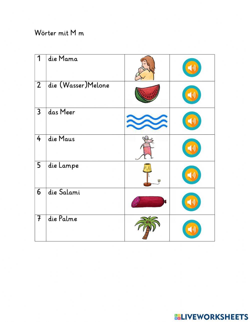Vokabelliste Klasse 1-  1