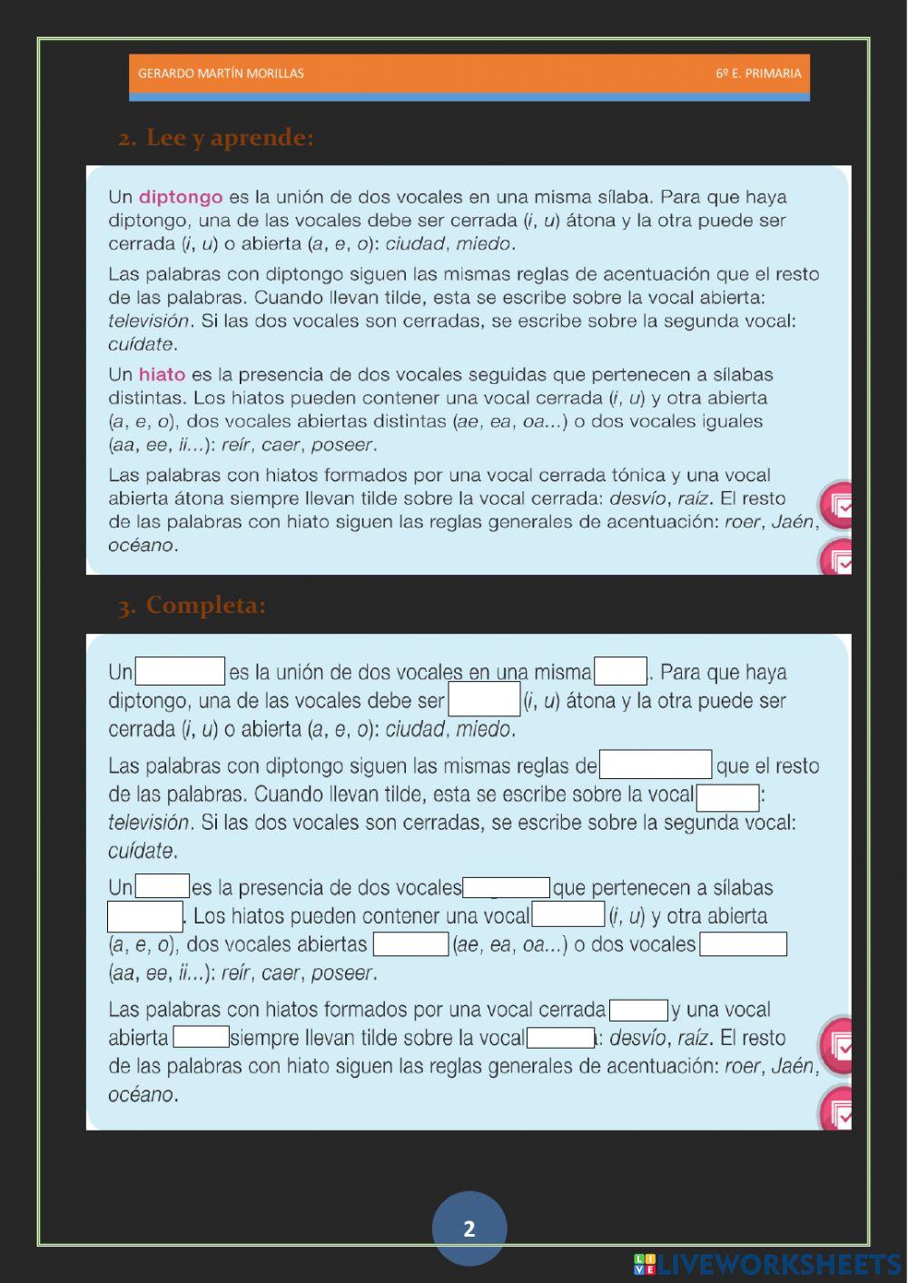 Taller de ortografía 2.6º.