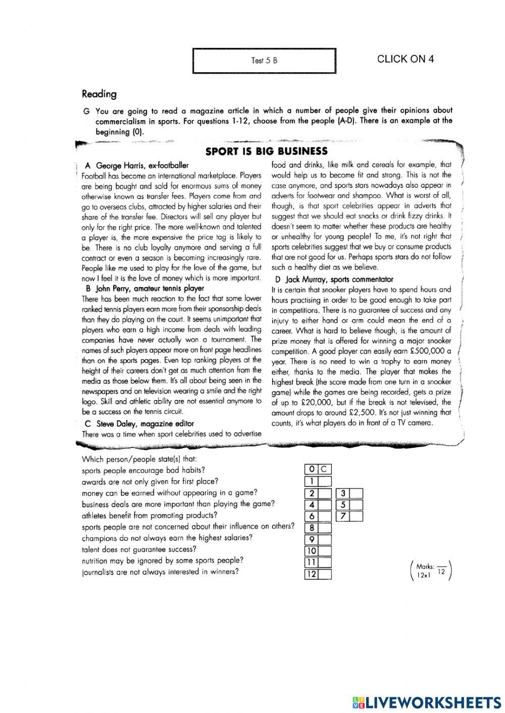 Co4 test 5 online exercise for live worksheets