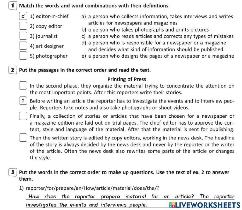 Nesvit 8. Planning a school newspaper