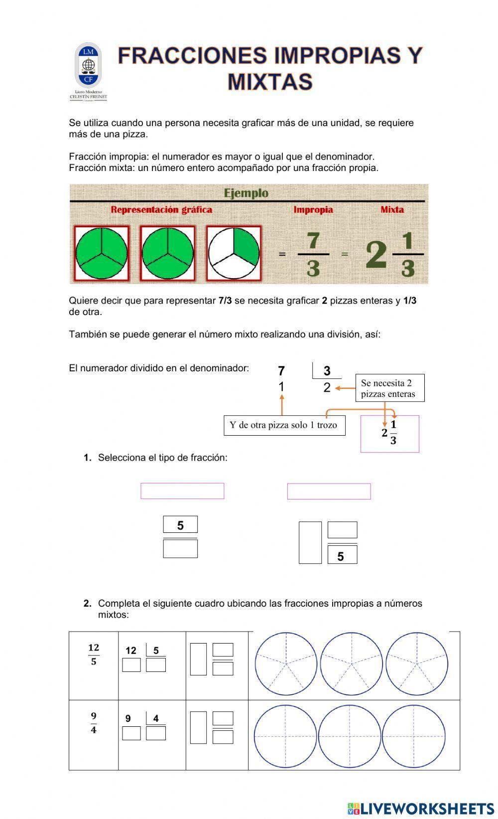 Números mixtos - Mix numbers