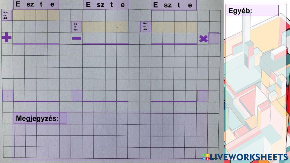 Kockás lap - matek jegyzeteléshez