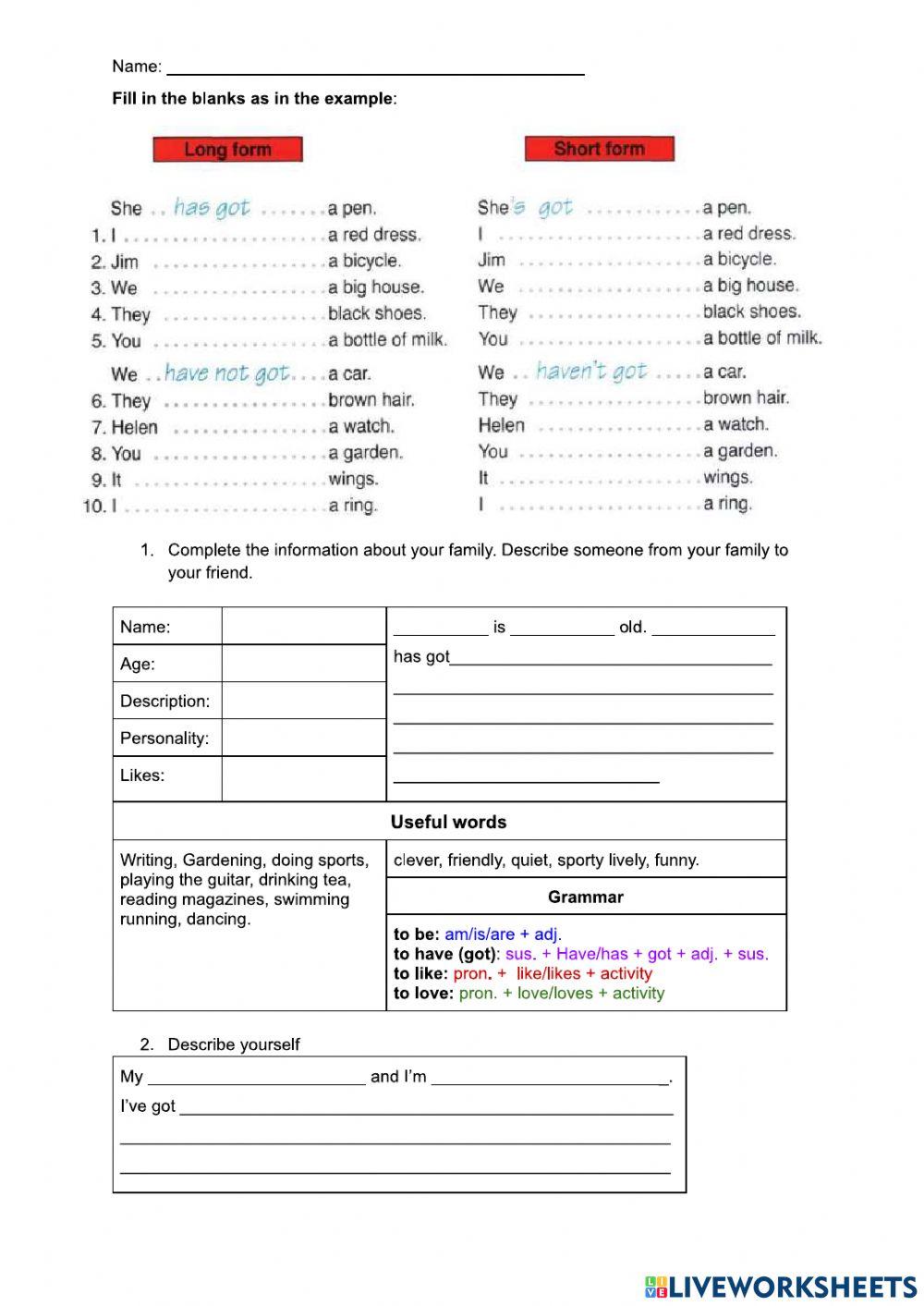 To be - To have - Description