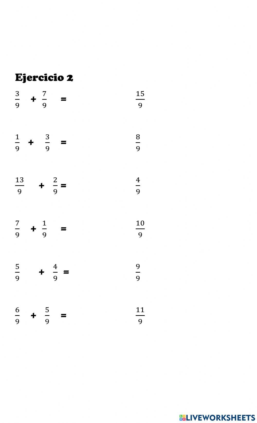 Suma de fracciones homogéneas