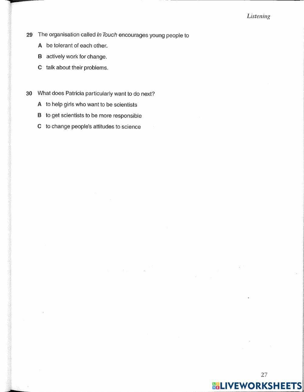 FCE- Listening mock test