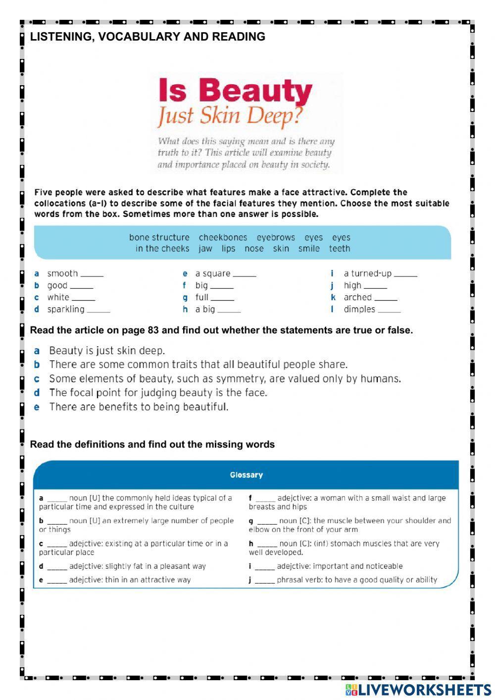 Usmp upper interm unit 8 IS BEAUTY JUST SKIN DEEP