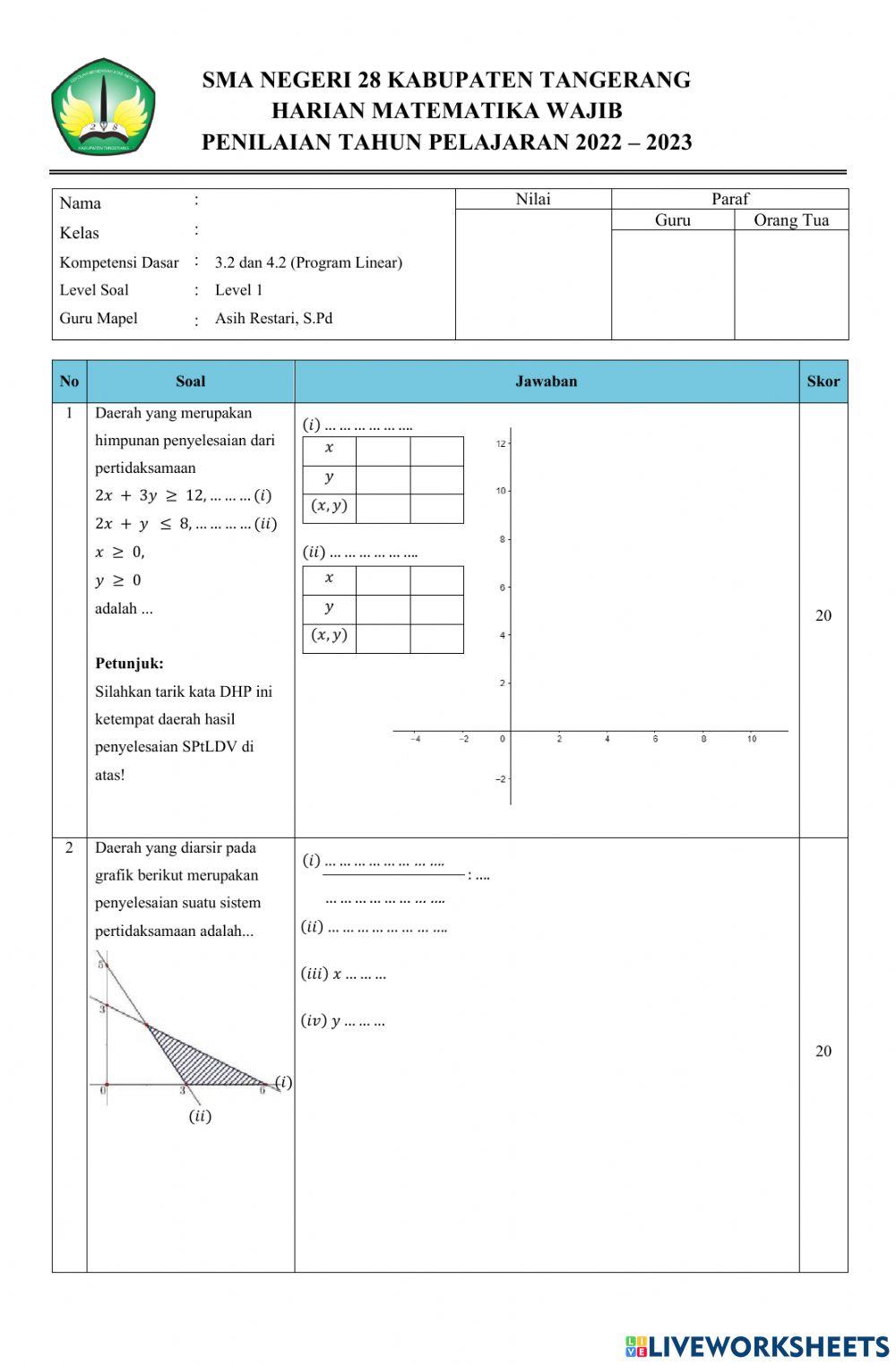 Penilaian Harian KD 3.2 dan 4.2-Level 1