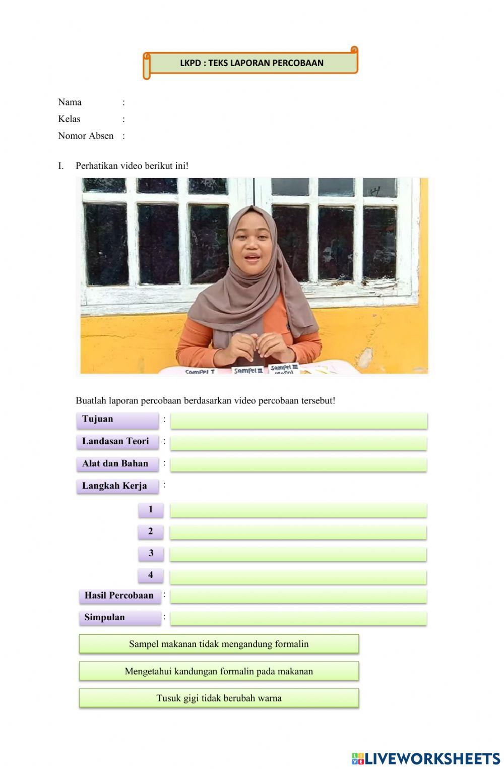 LKPD Teks Laporan Percobaan