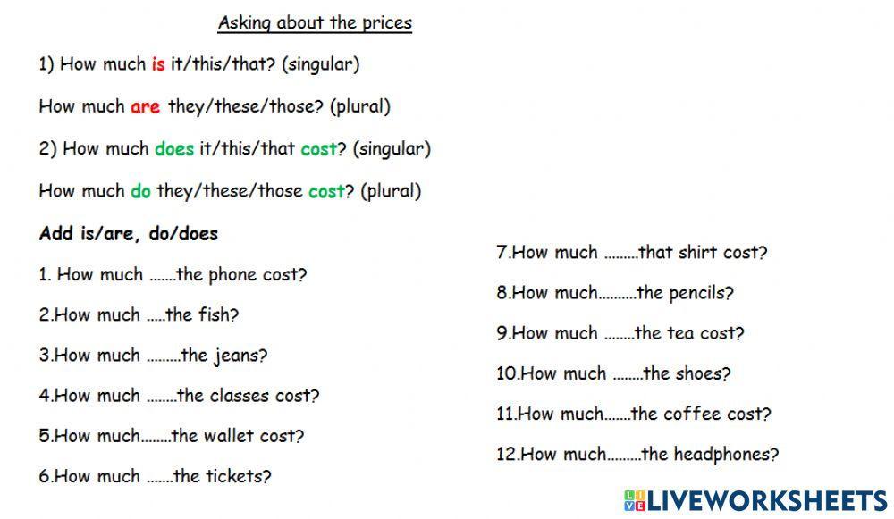 Asking about the prices