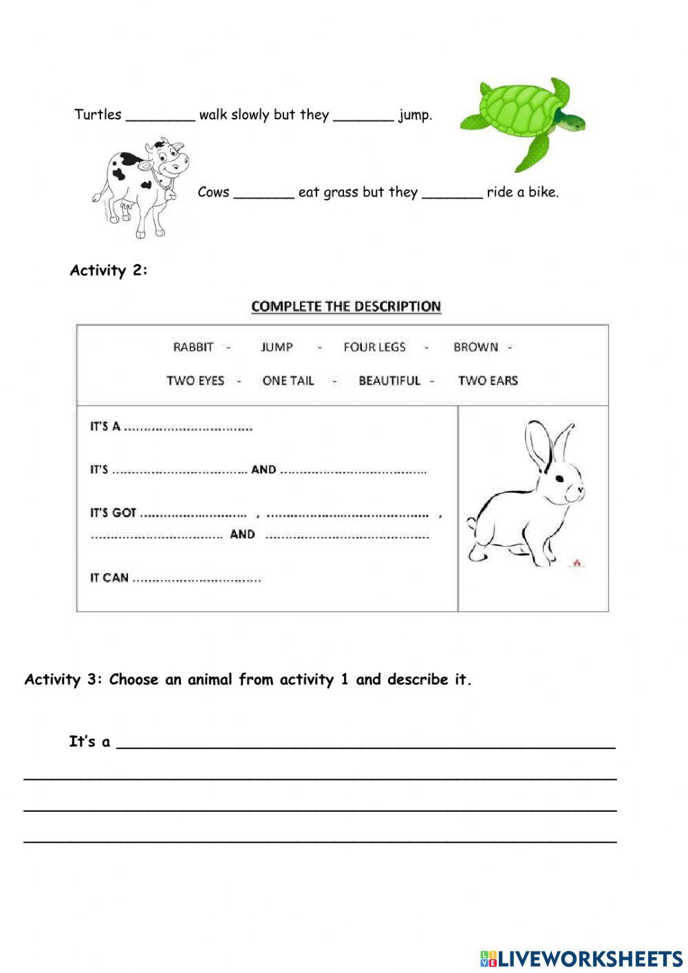 Animals 4th grade assessment