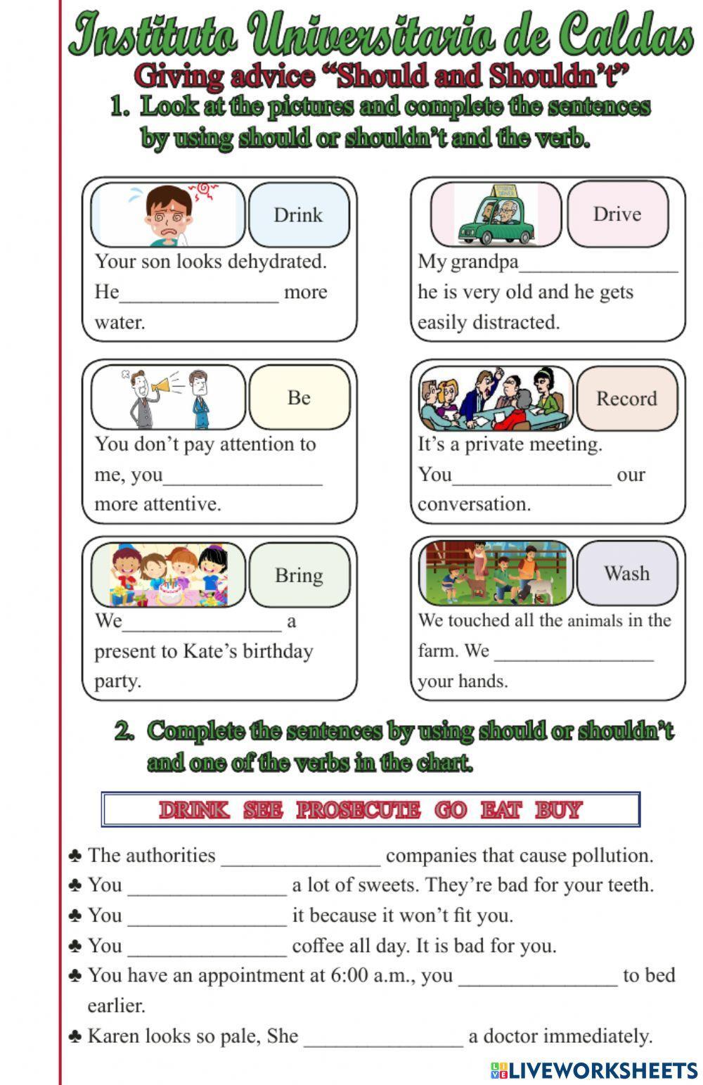 Giving advices should-shouldn't