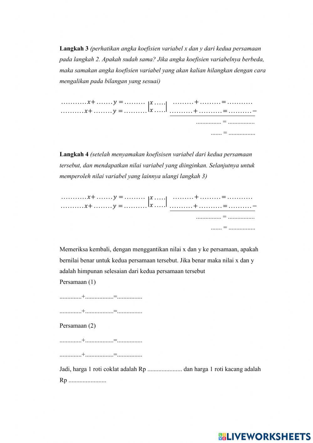 Sistem Persamaan Linear Dua Variabel