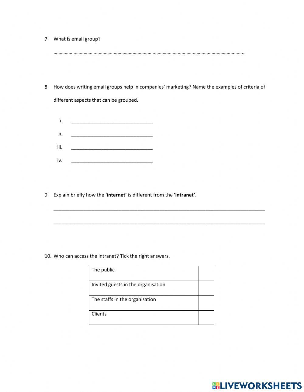 ICT : COMMUNICATION IN EMAIL-INTERNET - INTRANET