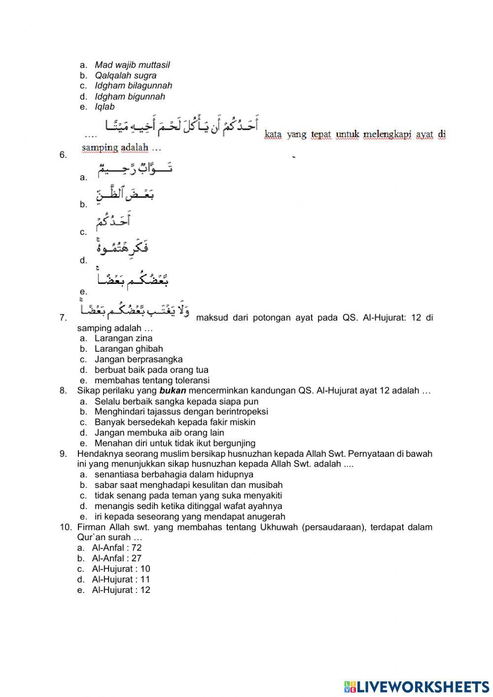 UAS Ganjil PAI kelas X