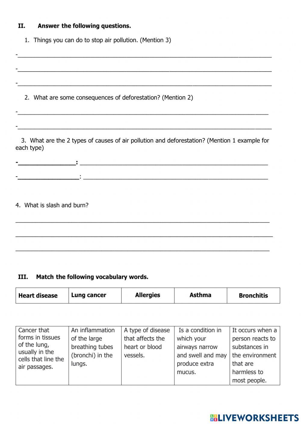 Air pollution and deforestation test
