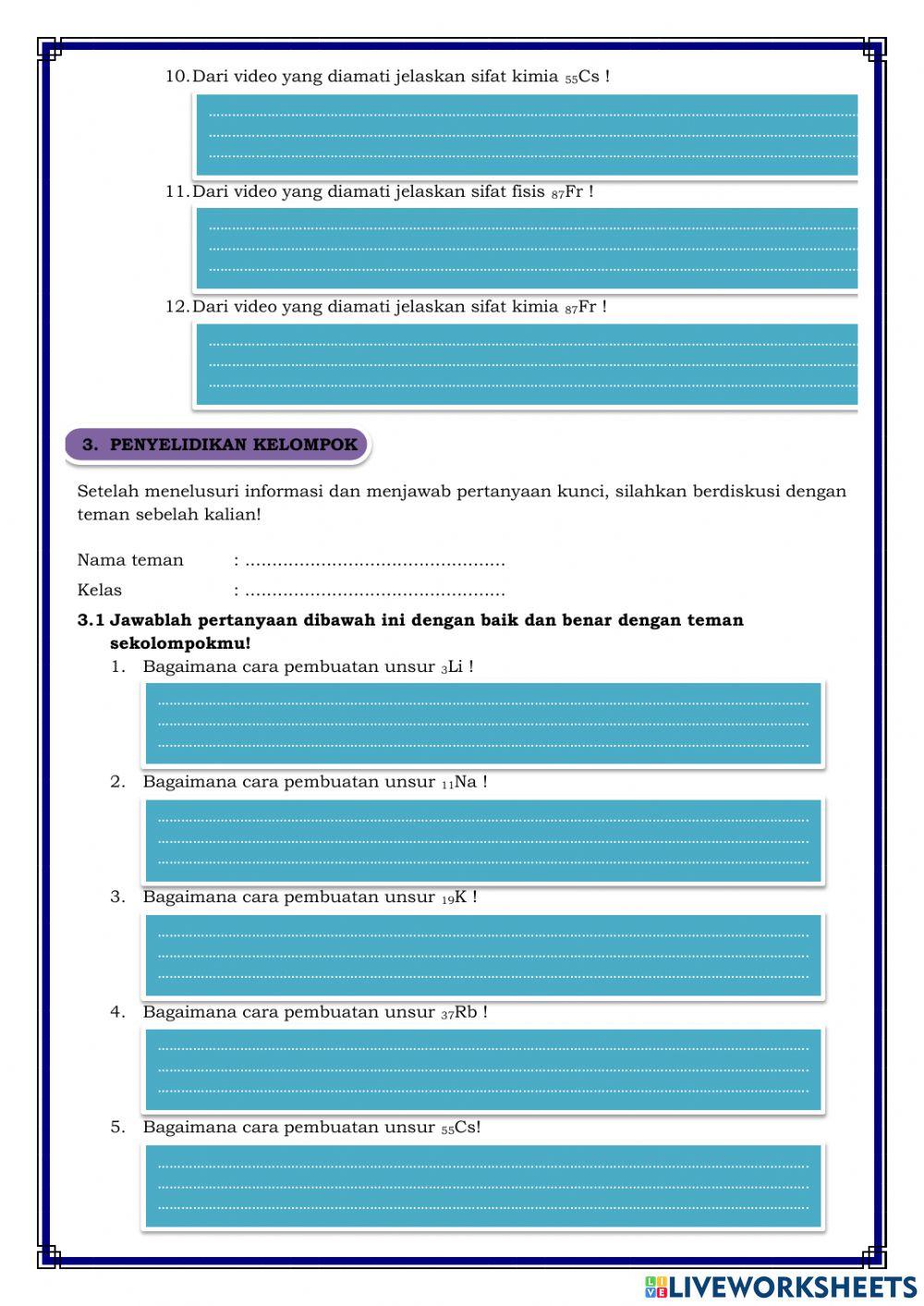 E-LKPD Golongan Unsur Alkali