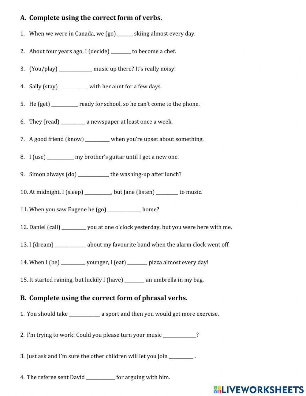 Tense and Phrasal Verbs