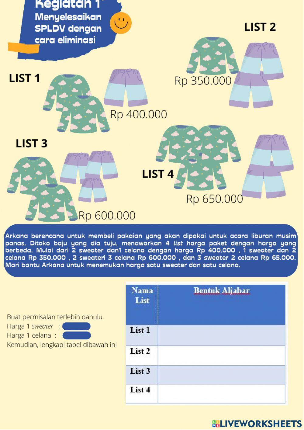 Sistem persamaan linier dua variabel