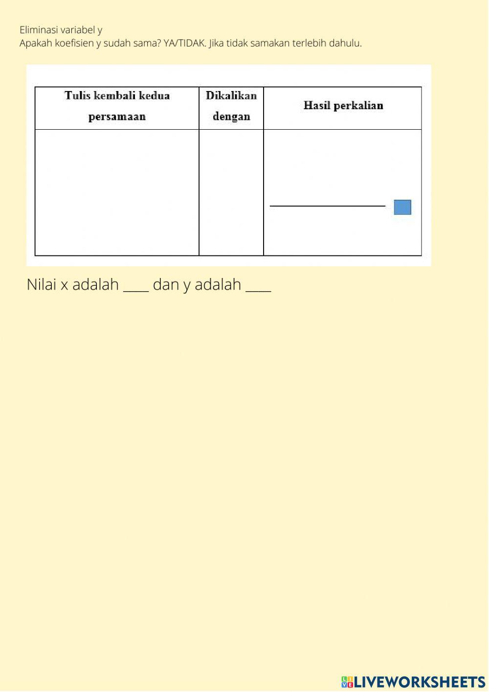 Sistem persamaan linier dua variabel