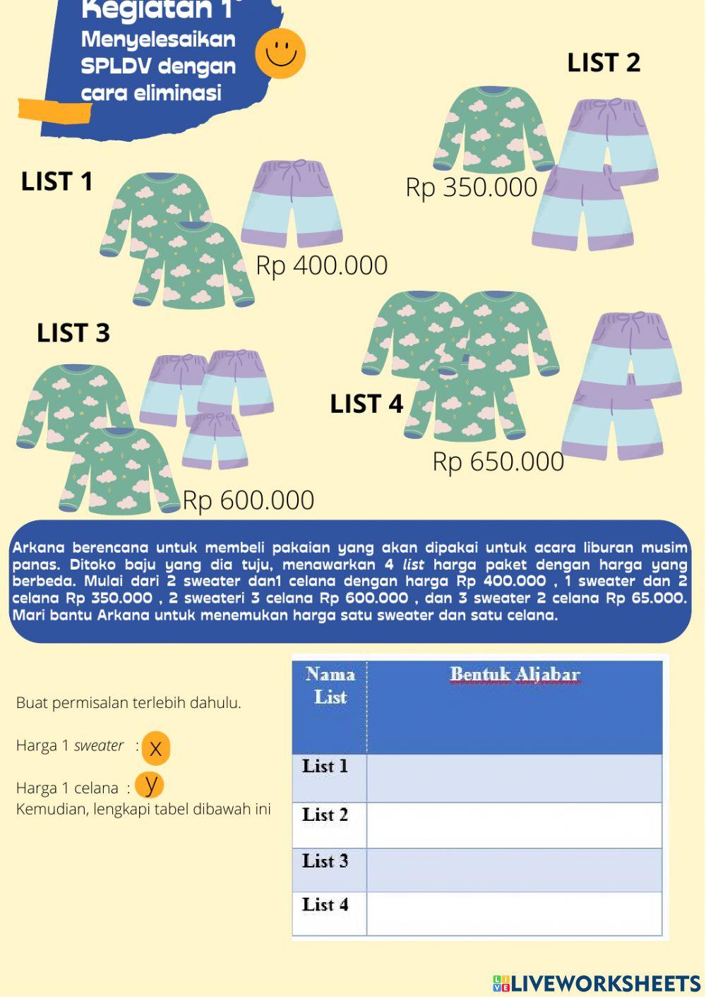 Sistem persamaan linear dua variabel