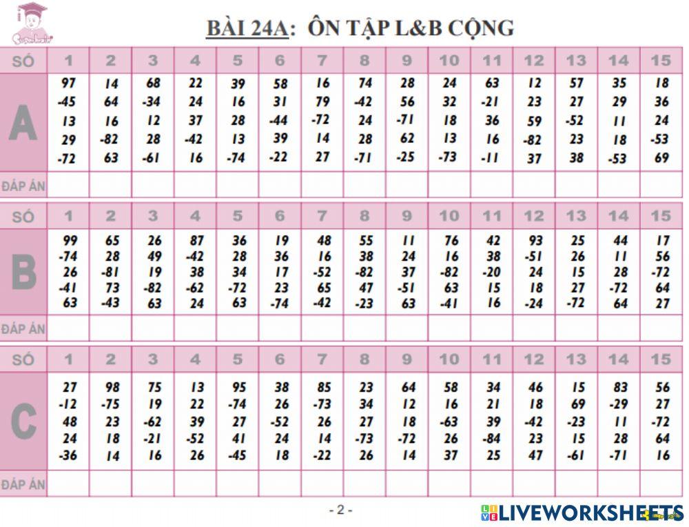 Công thức l&b trừ