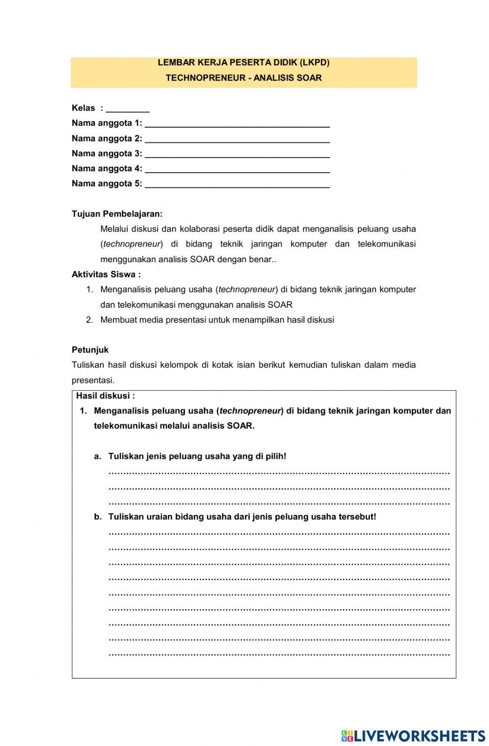 Worksheet pertemuan 2 Technopreneur