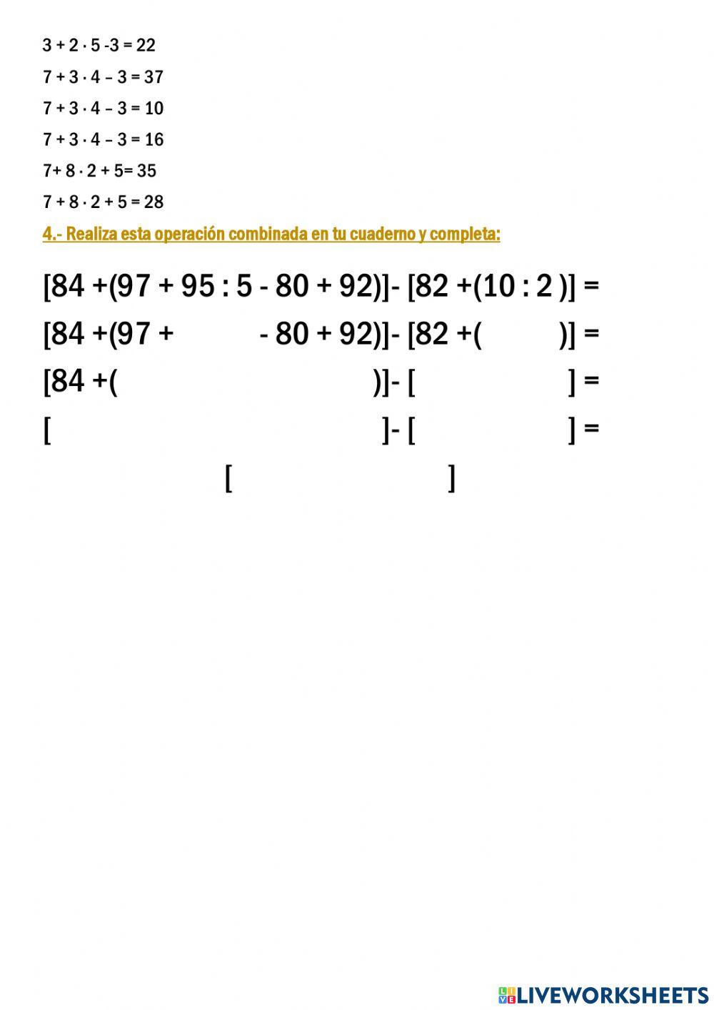 Tarea operaciones combinadas