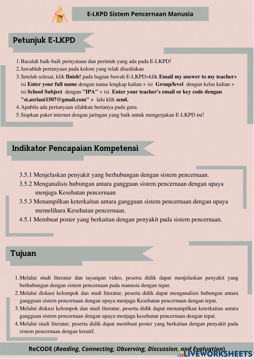 LKPD Sistem Pencernaan - Gangguan dan cara mengatasi-