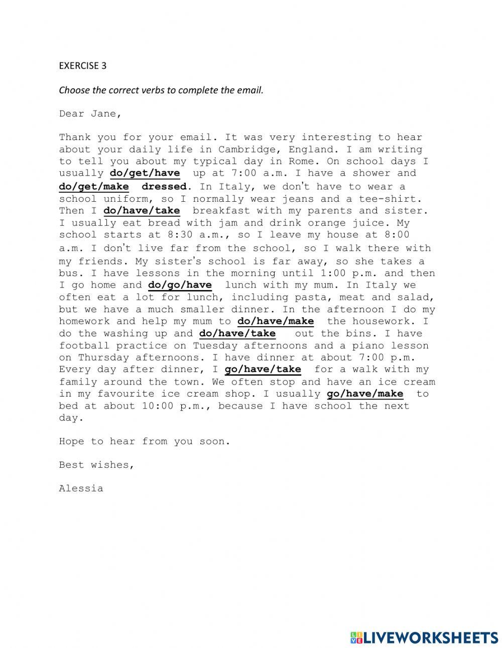 IE0, Unit 1, Reading and Writing, Exercise 3