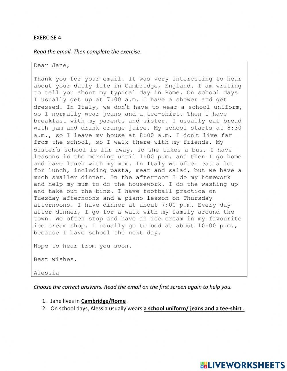 IE0, Unit 1, Reading and Writing, Exercise 4