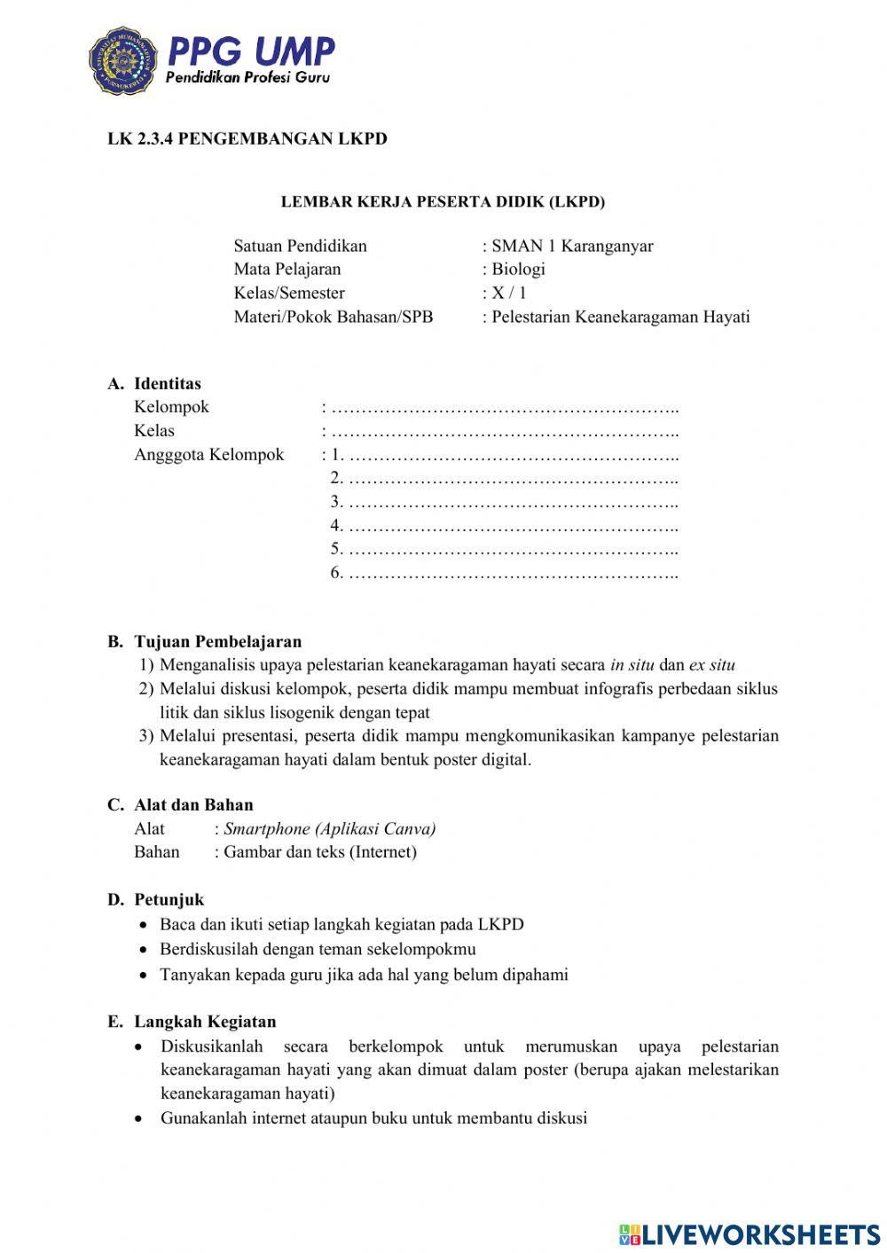 LKPD Proyek Pembuatan Poster Digital Upaya Pelestarian Keanekaragaman Hayati