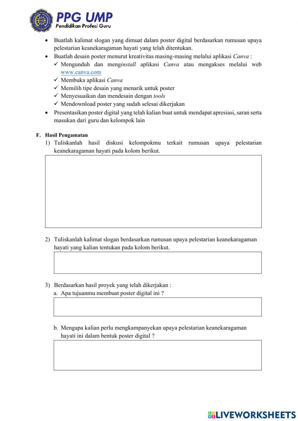 LKPD Proyek Pembuatan Poster Digital Upaya Pelestarian Keanekaragaman Hayati