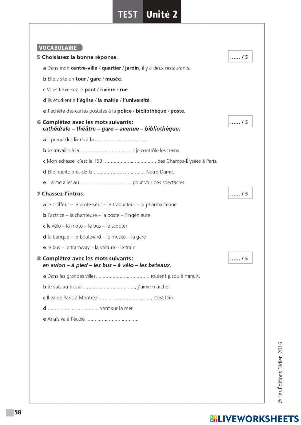 Francais: Edito Revision unité 2