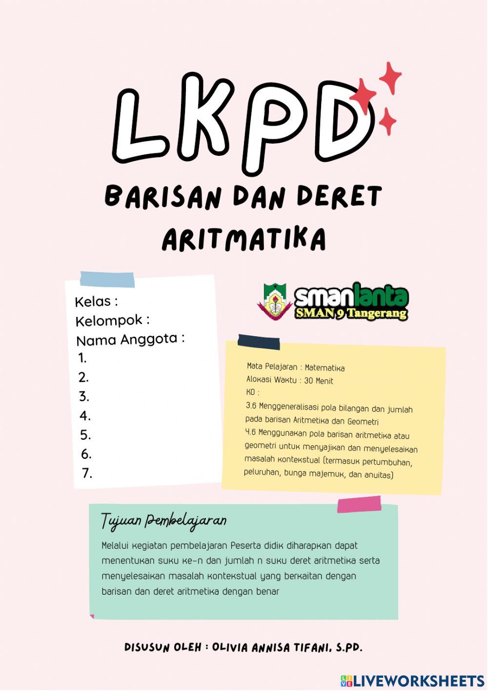 LKPD Barisan dan Deret Aritmetika