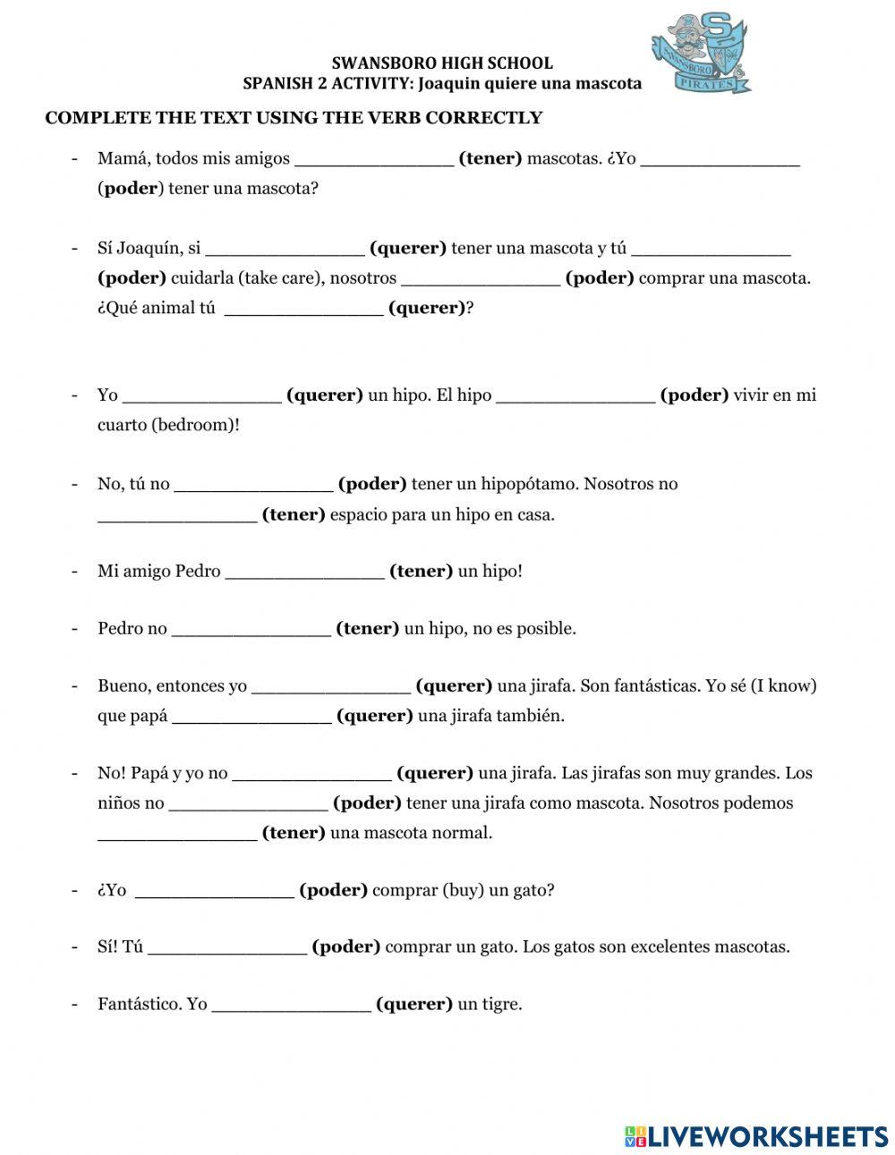 Joaquin quiere una mascota