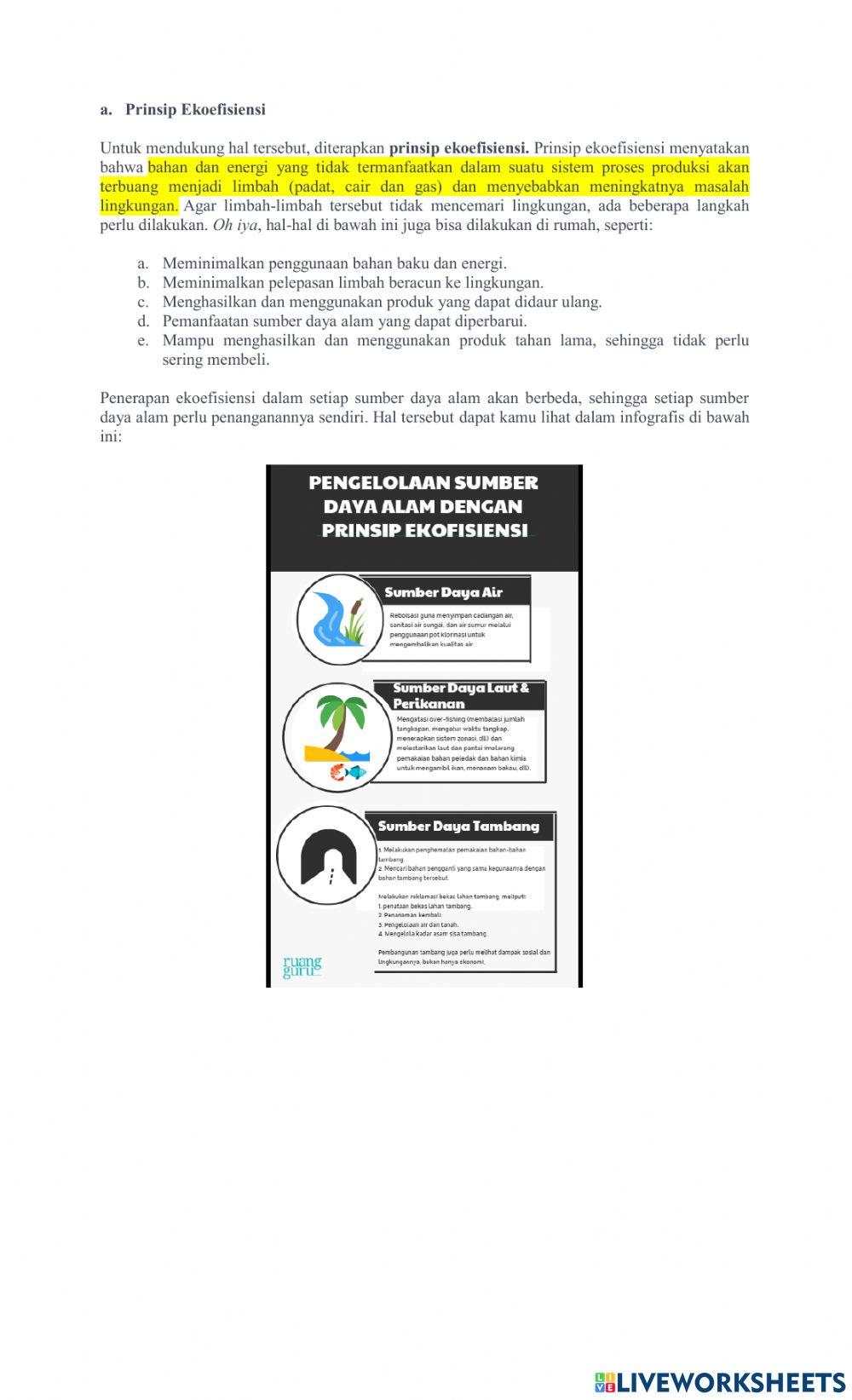 Pemanfaatan SDA dengan Prinsip pembangunan berkelanjutan