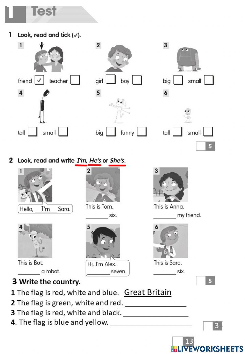 Academy Stars 1 Test 1