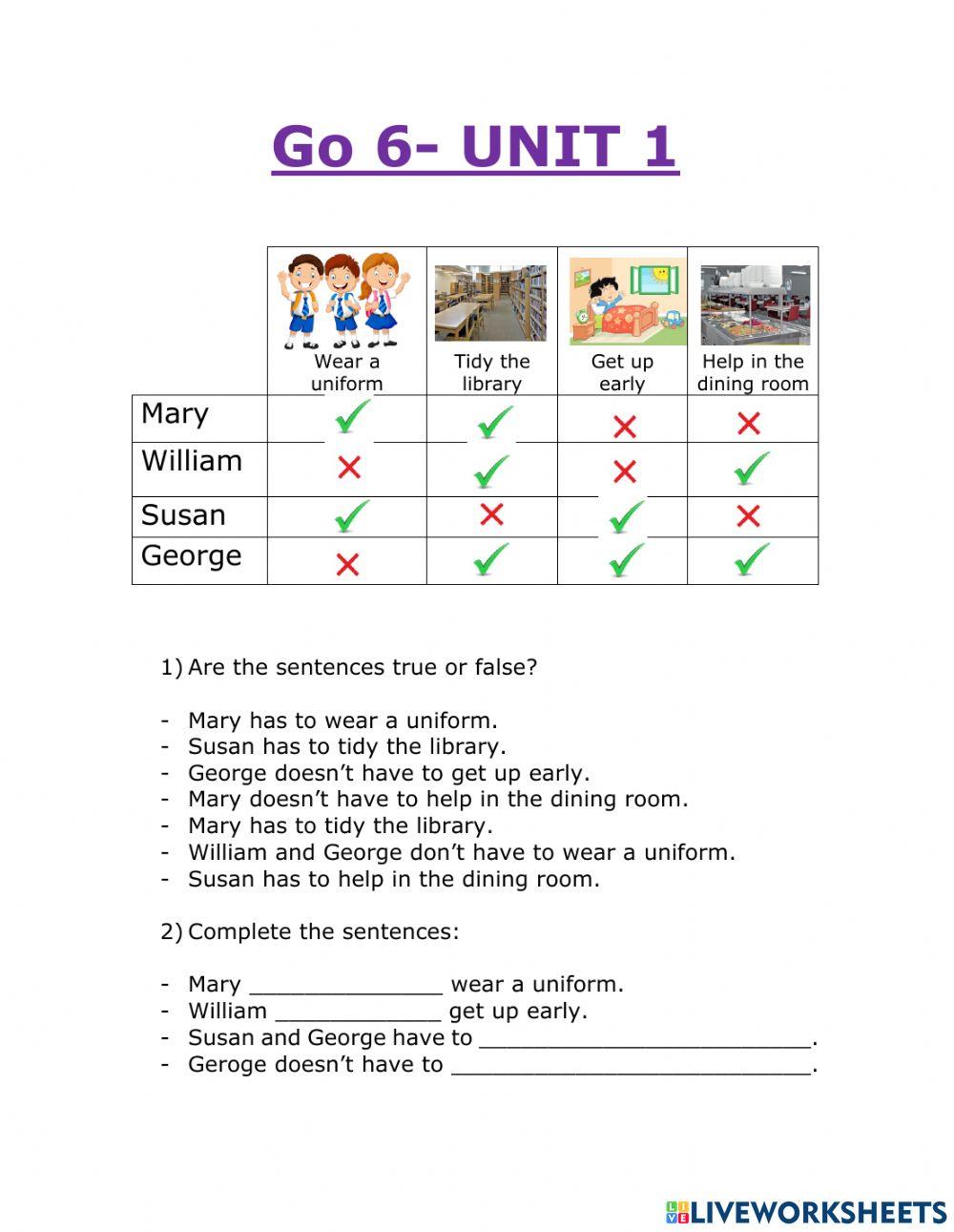 2160920 | Go 6 Unit 1 | TeacherAna100 | LiveWorksheets