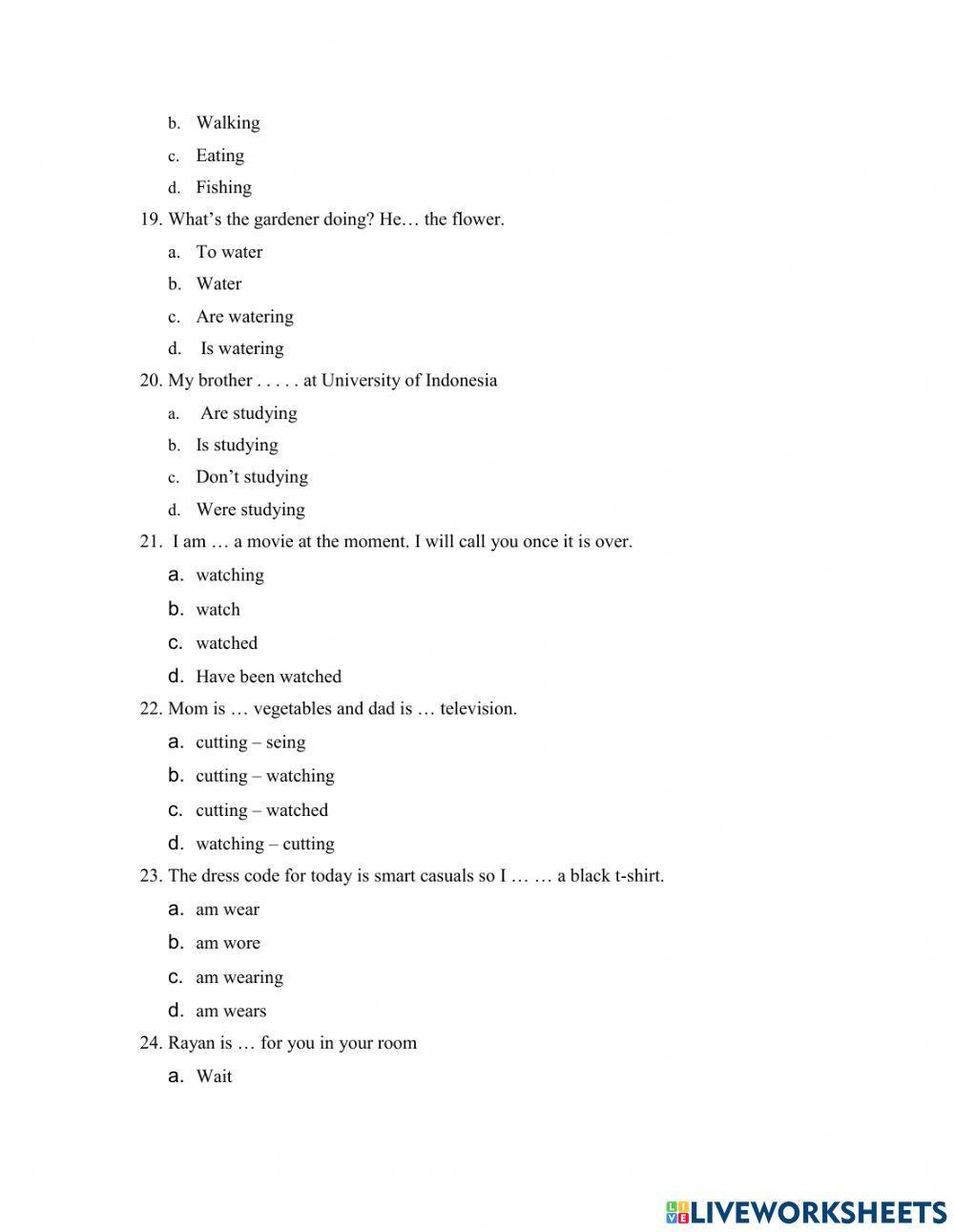 Ulangan Harian Kelas VIII Unit 8 What Are You Doing Now?