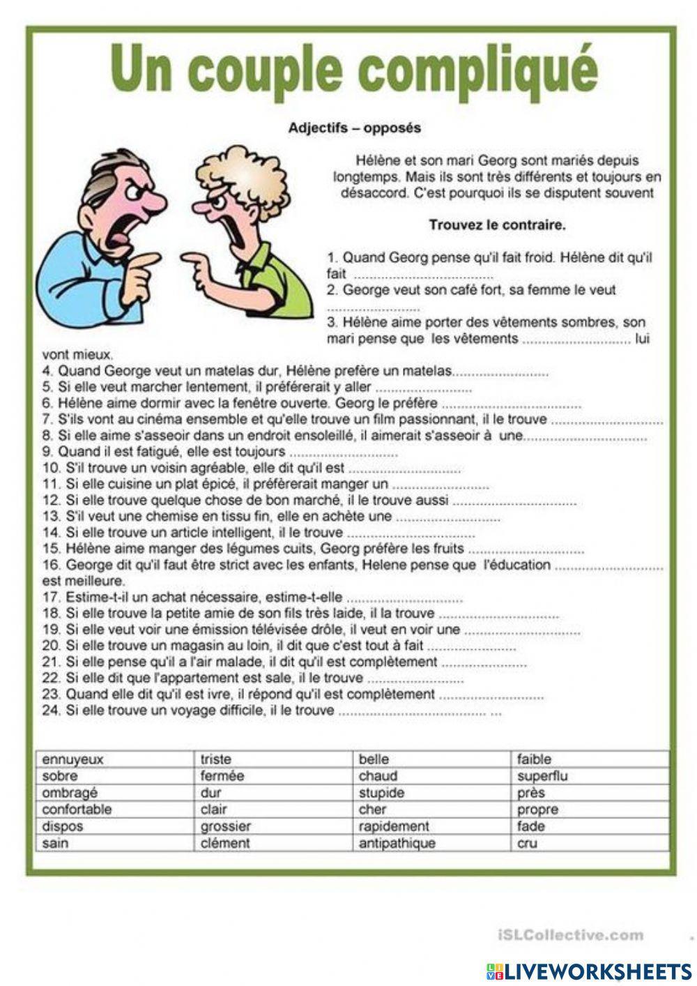 Adjectifs contraires