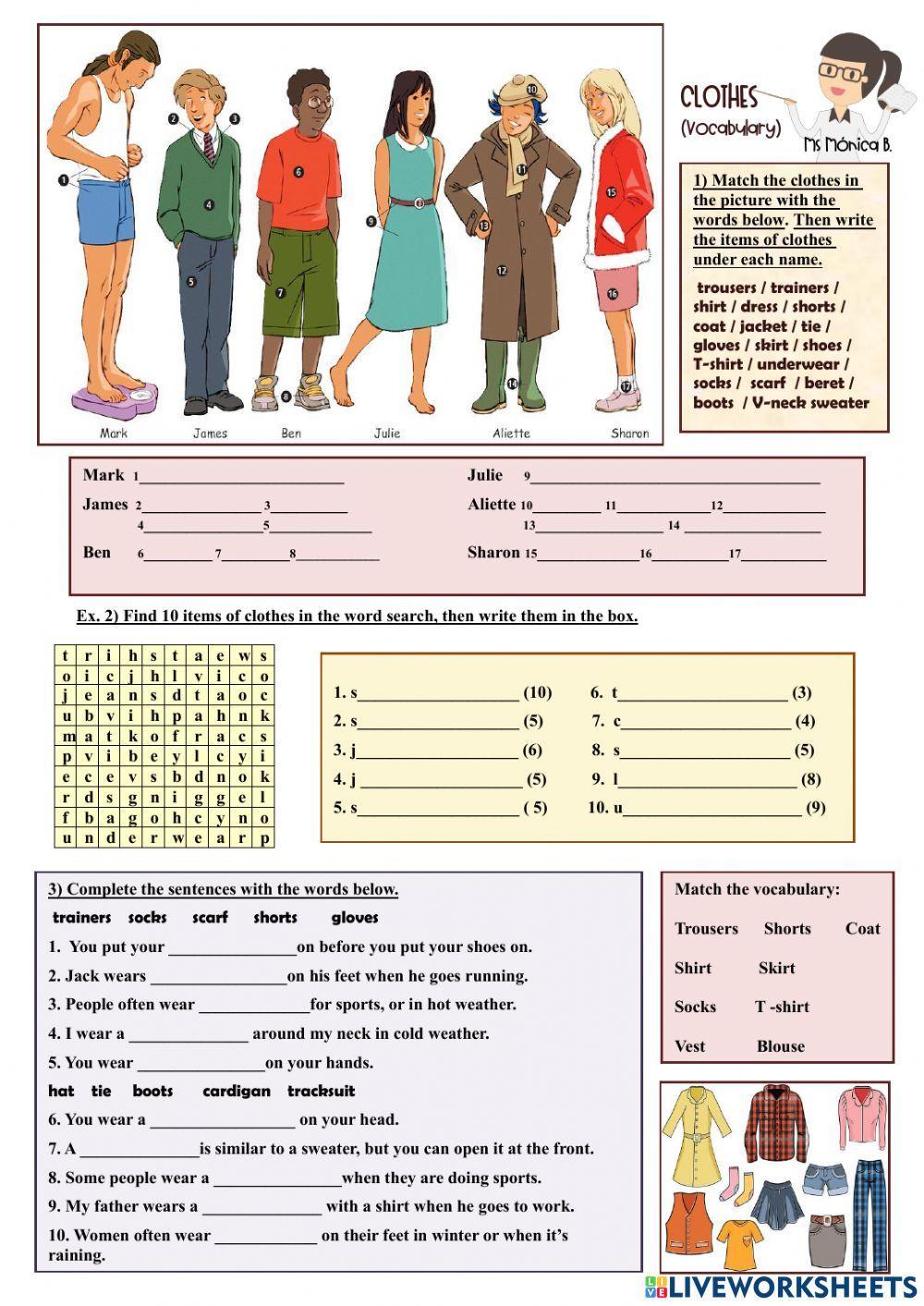 Clothes Vocabulary online worksheet for Intermediate