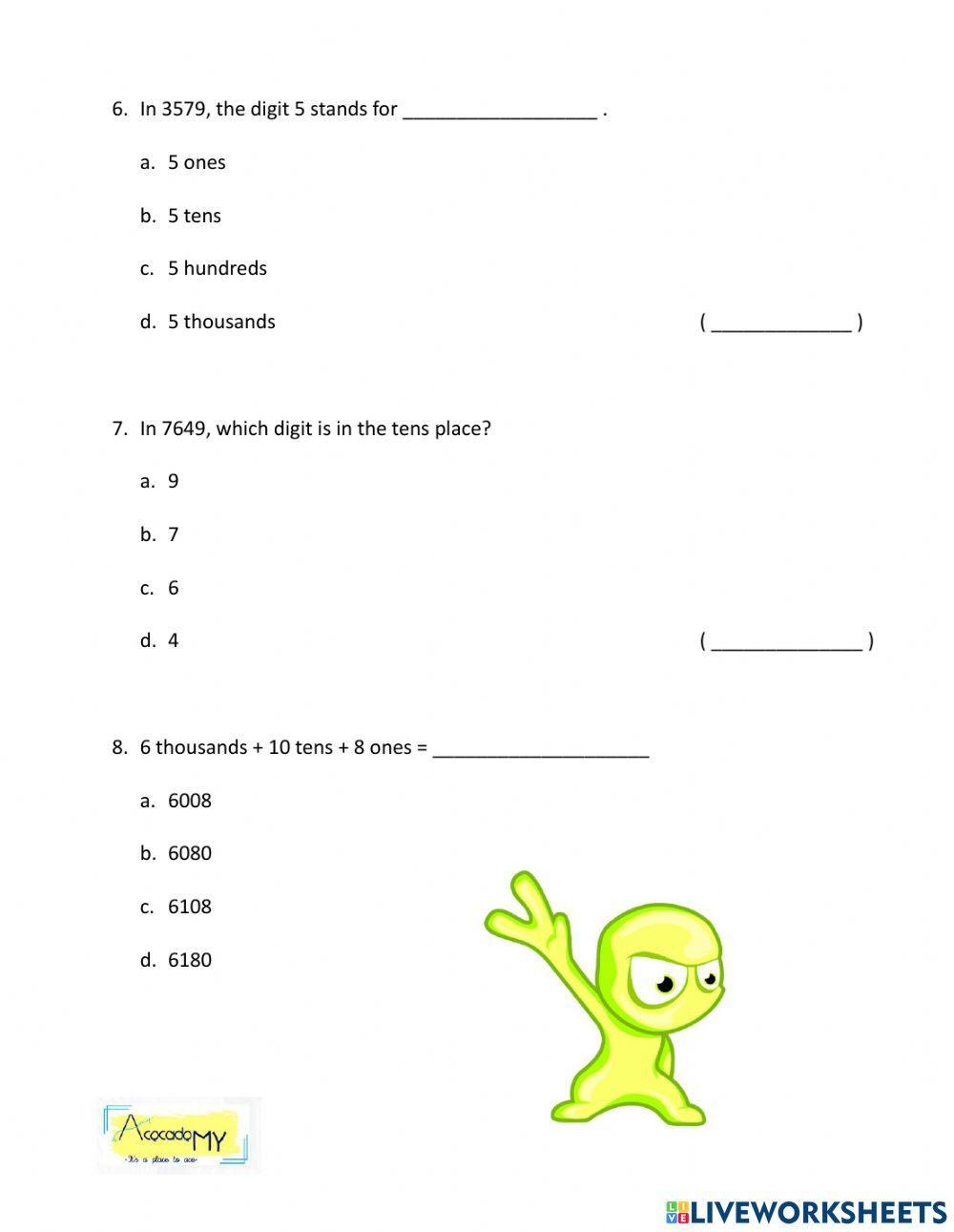 Whole Numbers Free Exercise Live Worksheets Whole Numbers Free Exercise Live Worksheets