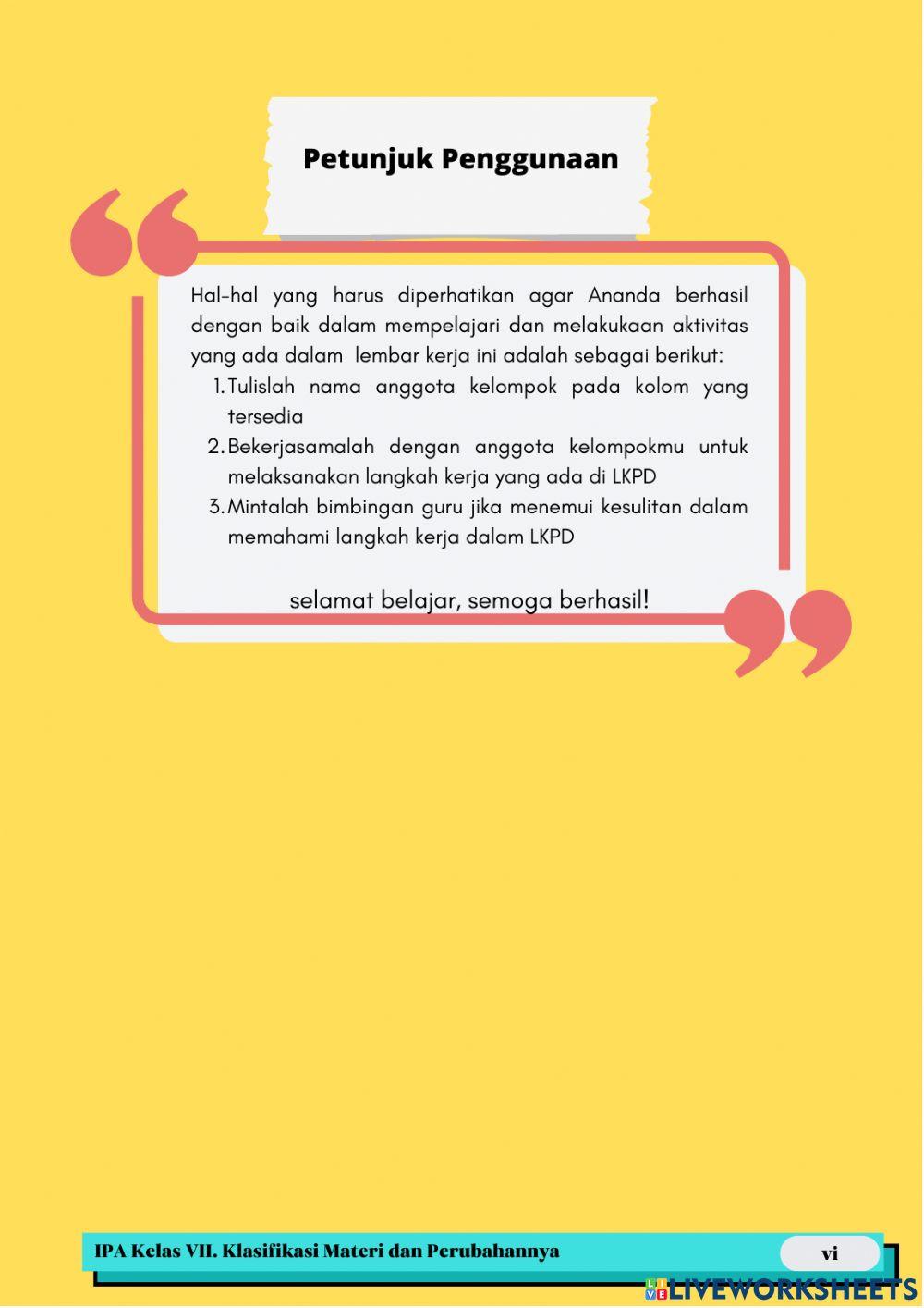 E-LKPD Pemisahan Campuran Metode Filtrasi