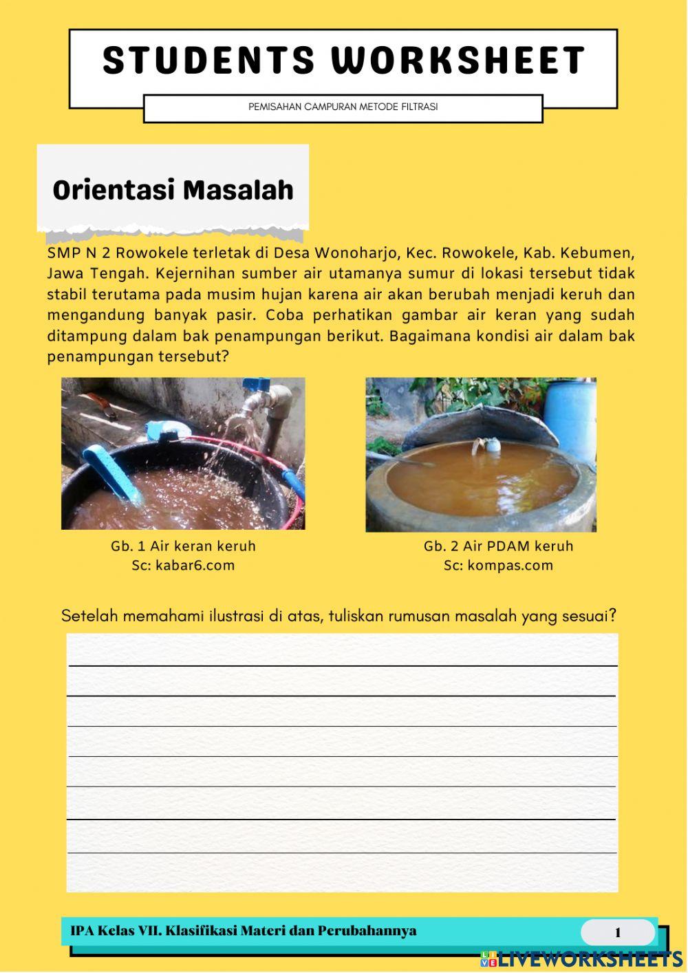 E-LKPD Pemisahan Campuran Metode Filtrasi