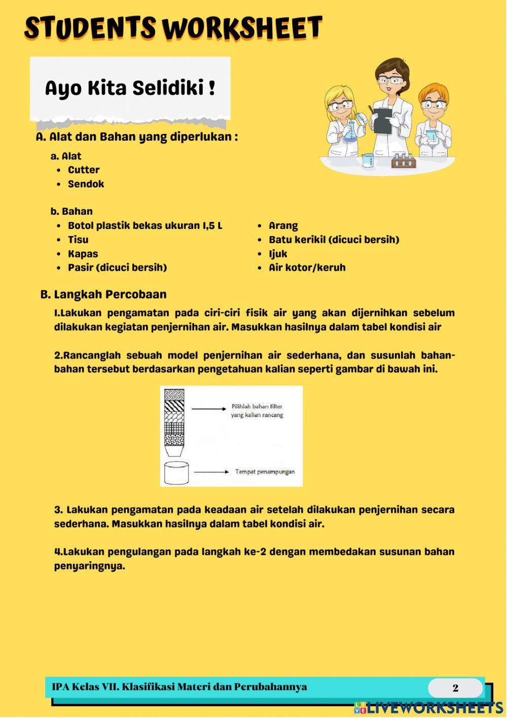 E-LKPD Pemisahan Campuran Metode Filtrasi